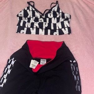 Size medium sportsbra and size large one pocket yoga leggings